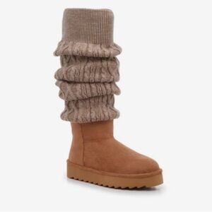 Madden Girl Brown Winter Slouch Boots with Knitted Upper